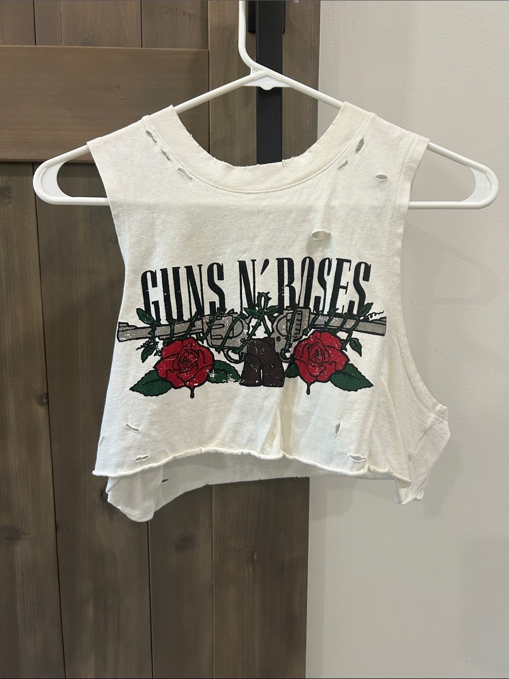 Guns N' Roses White Cropped Muscle Tank Top